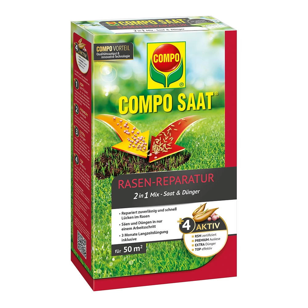 Compo Rasen-Reparatur 2in1 Mix Samen Und Dünger 1,2 Kg Für 50 M² 1 Compo Rasen-Reparatur 2in1 Mix Samen Und Dünger 1,2 Kg Für 50 M²