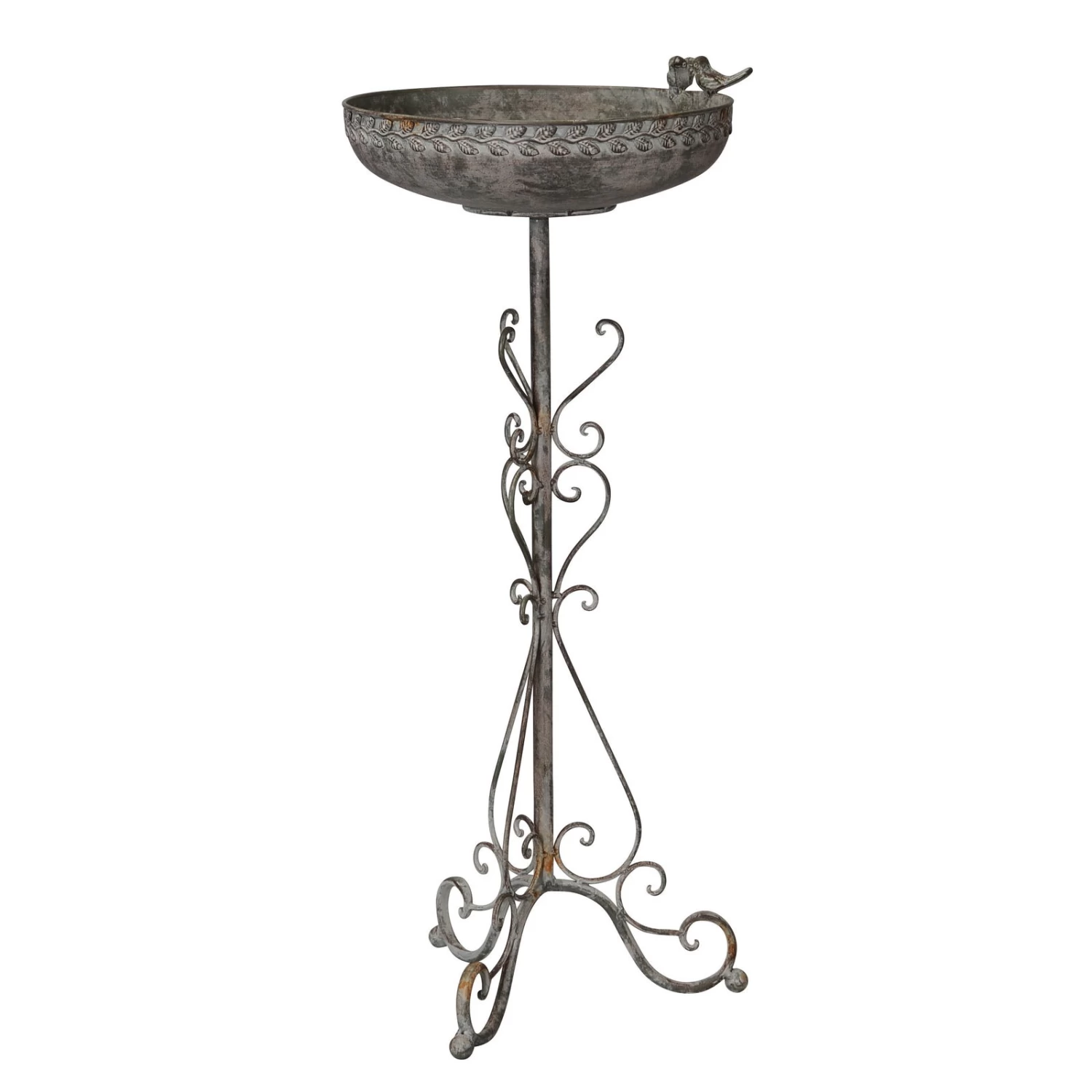 Vogeltränke, Schale Auf Fuß, Eisen, 30 X 33 X 75 Cm, Graubraun 1 Vogeltränke, Schale Auf Fuß, Eisen, 30 X 33 X 75 Cm, Graubraun