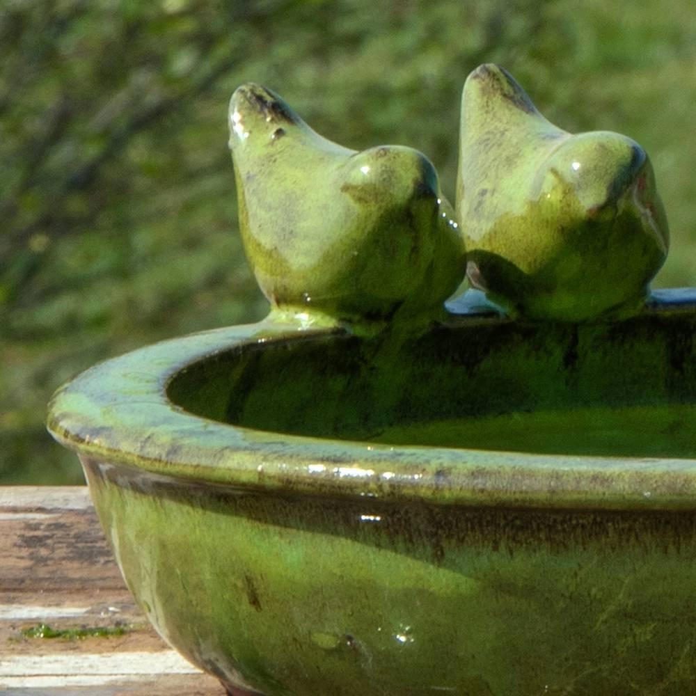 Vogeltränke Rund M, Grün, Keramik 2 Vogeltränke Rund M, Grün, Keramik – Bild 2