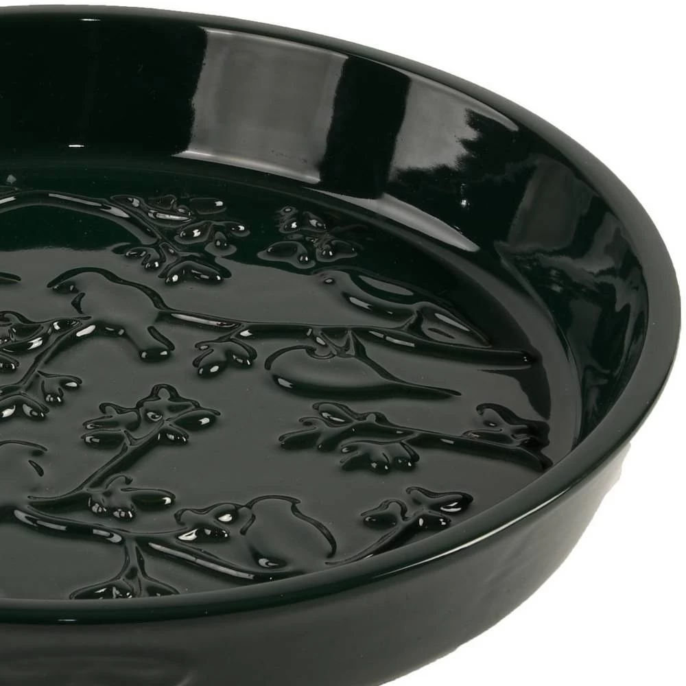 Vogeltränke Mit Keramik-Relief, Grün, Ca. Ø 28 X 5 Cm 2 Vogeltränke Mit Keramik-Relief, Grün, Ca. Ø 28 X 5 Cm – Bild 2