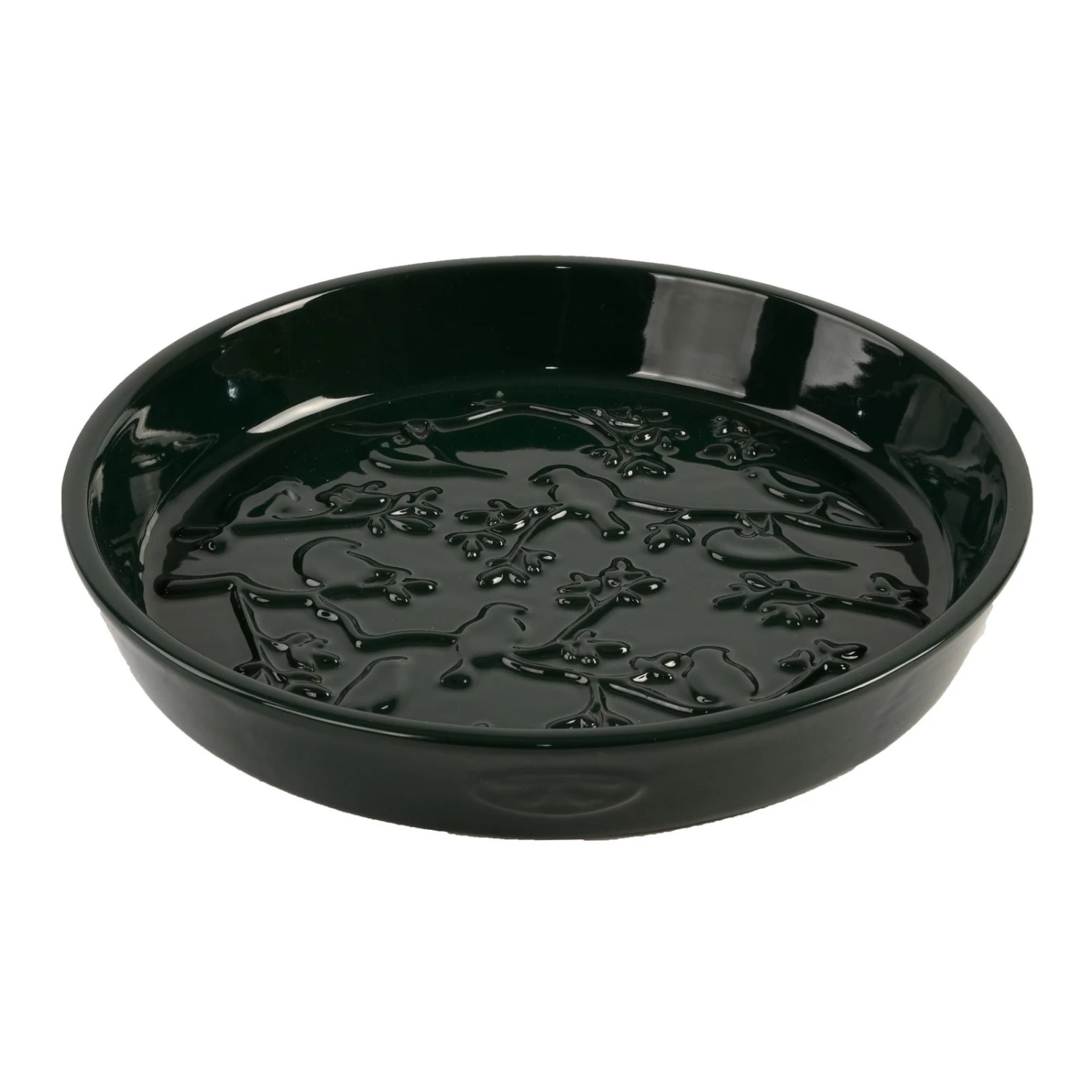 Vogeltränke Mit Keramik-Relief, Grün, Ca. Ø 28 X 5 Cm 1 Vogeltränke Mit Keramik-Relief, Grün, Ca. Ø 28 X 5 Cm