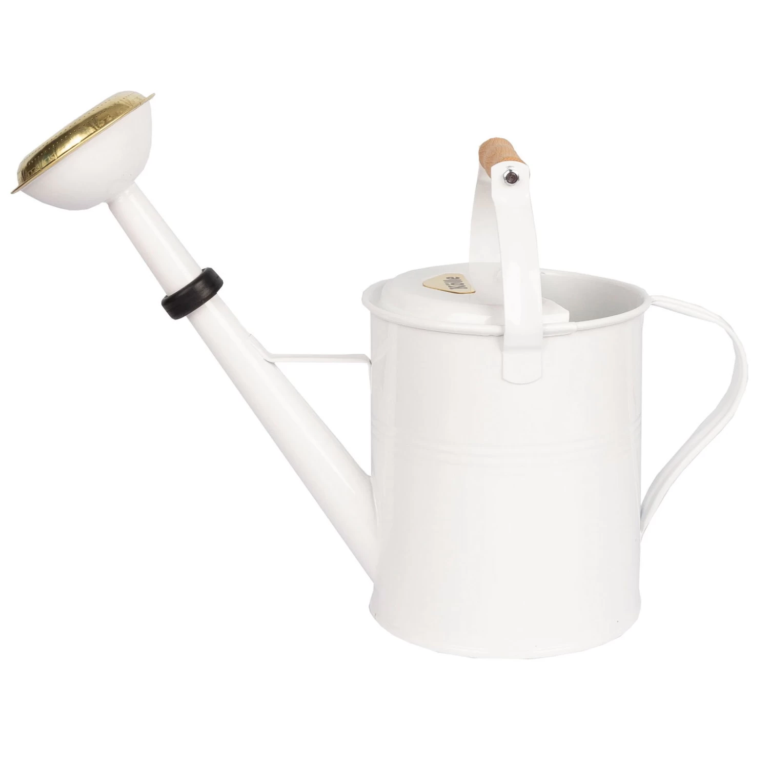 Zinkgießkanne Mit Holzgriff & Messingbrause, Weiß 1 Zinkgießkanne Mit Holzgriff & Messingbrause, Weiß