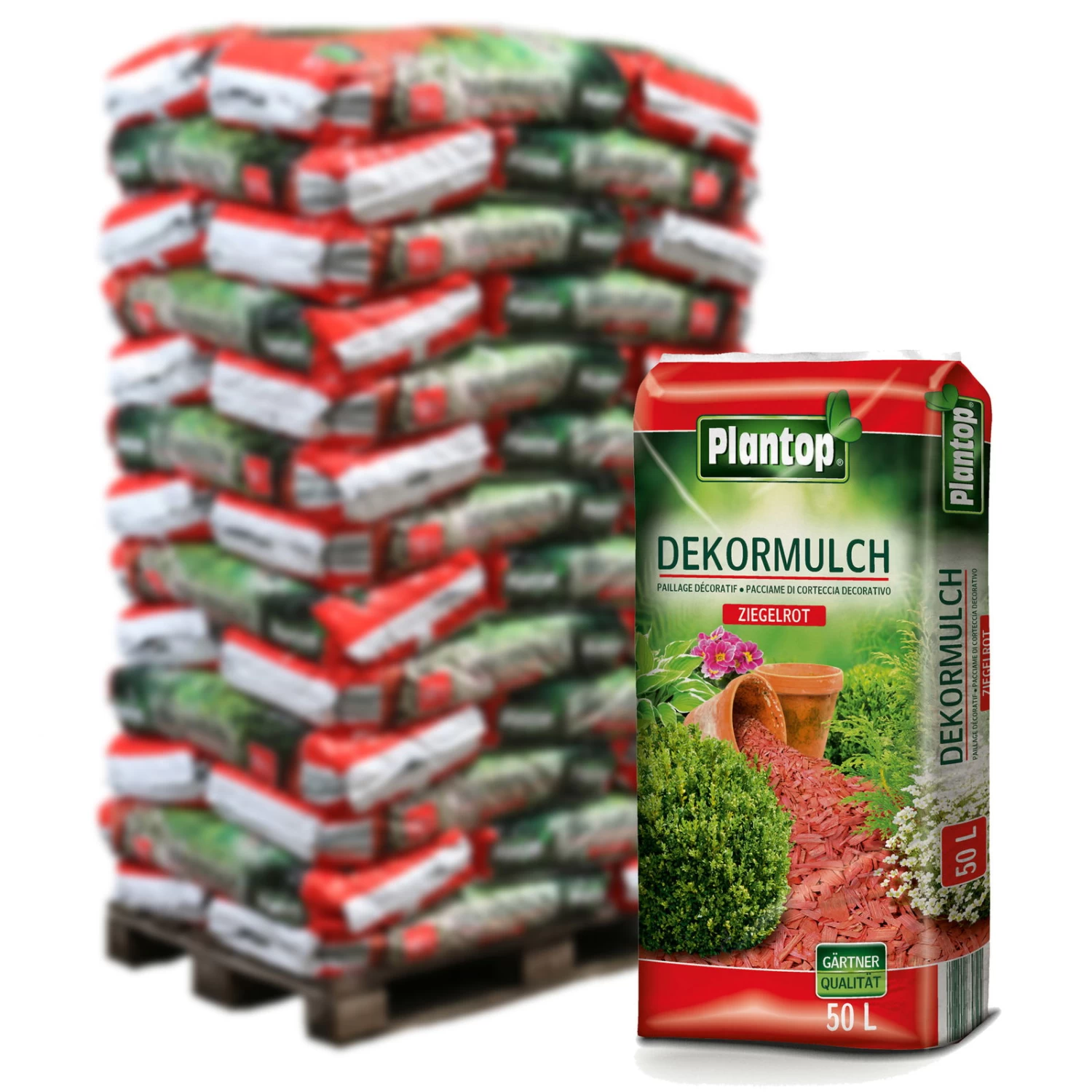 Plantop Dekormulch Ziegelrot, 1950 L Gesamt, 39 Sack á 50 Liter 1 Plantop Dekormulch Ziegelrot, 1950 L Gesamt, 39 Sack á 50 Liter