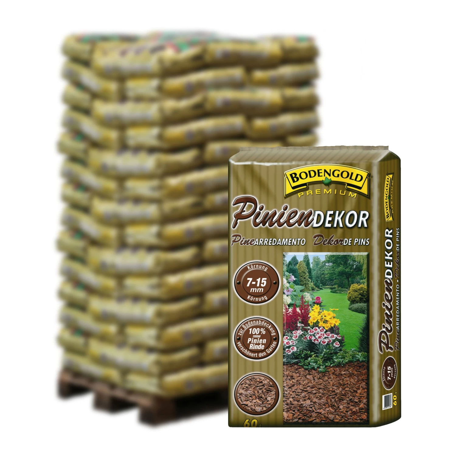 Piniendekor Braun, 7-15 Mm, 2340 L Gesamt, 39 Sack á 60 L 1 Piniendekor Braun, 7-15 Mm, 2340 L Gesamt, 39 Sack á 60 L