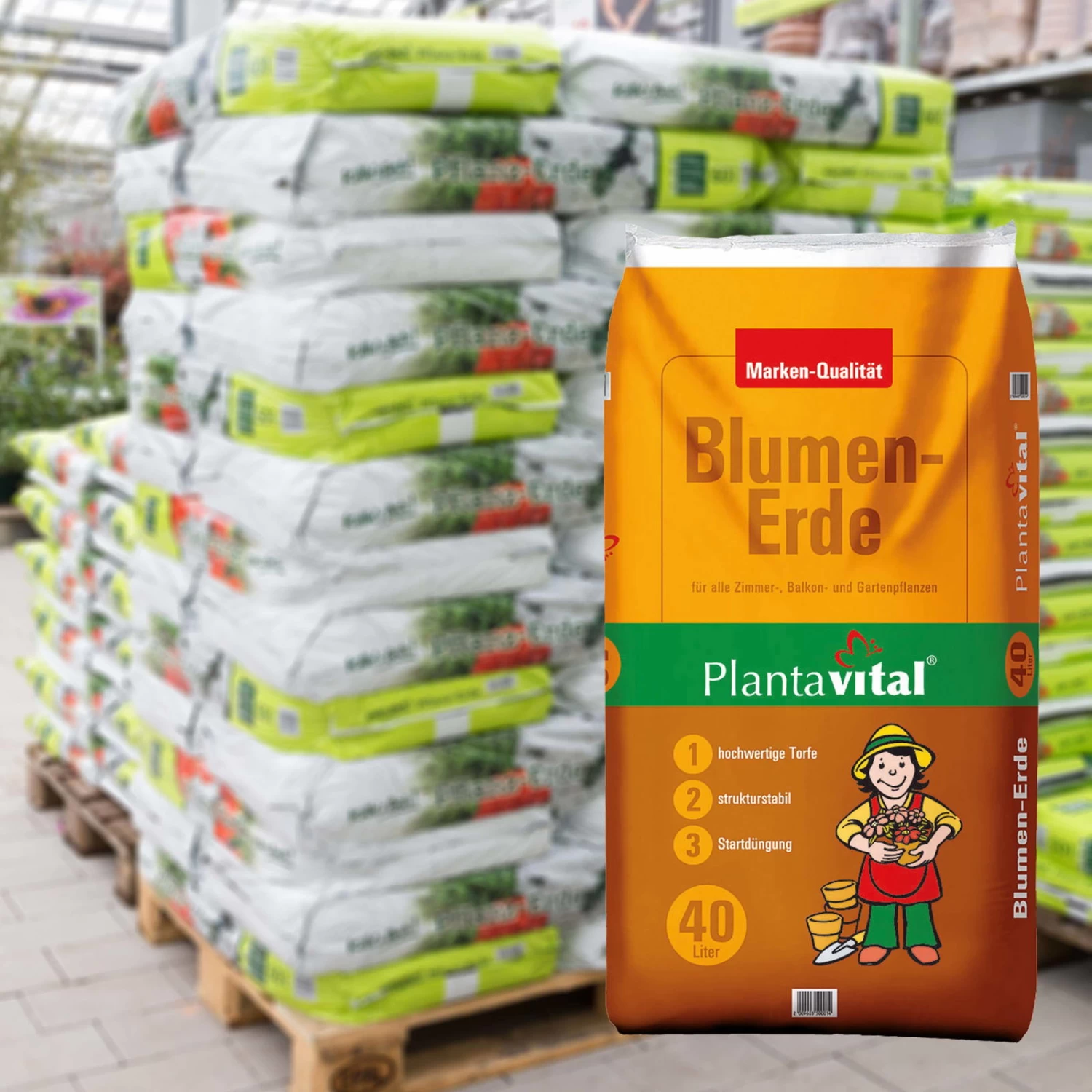 Plantavital Blumenerde, 2400l, 60 Sack á 40l 1 Plantavital Blumenerde, 2400l, 60 Sack á 40l