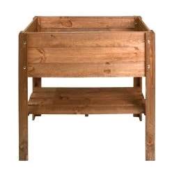 Hochbeet Mit Ablage, Dunkelbraun, 80,5 X 78,5 X 40 Cm