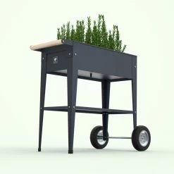 Hochbeet-Trolley Mit Rädern, Anthrazit, Metall, 75 X 35 X 80 Cm, 47 L -Gartenbedarf Verkäufe 0980250141 Urban Garden Trolly auf Raedern anthrazit 8 84506