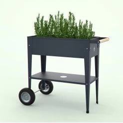 Hochbeet-Trolley Mit Rädern, Anthrazit, Metall, 75 X 35 X 80 Cm, 47 L -Gartenbedarf Verkäufe 0980250141 Urban Garden Trolly auf Raedern anthrazit 9 84505