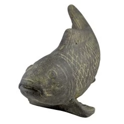Fisch Geschnitzt, Grau, Gefärbt, Steinguss, 16 X 40 X 13 Cm -Gartenbedarf Verkäufe 0980305689 Fisch 40cm Stein geschnitzt 3 100484