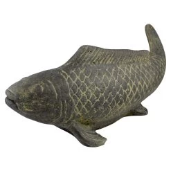 Fisch Geschnitzt, Grau, Gefärbt, Steinguss, 16 X 40 X 13 Cm -Gartenbedarf Verkäufe 0980305689 Fisch 40cm Stein geschnitzt 4 100485