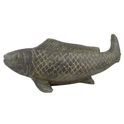 Fisch Geschnitzt, Grau, Gefärbt, Steinguss, 16 X 40 X 13 Cm -Gartenbedarf Verkäufe 0980305689 Fisch 40cm Stein geschnitzt 5 100486