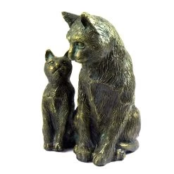 Rottenecker Bronze-Katze Mit Baby, 22 X 13,5 X 11 Cm