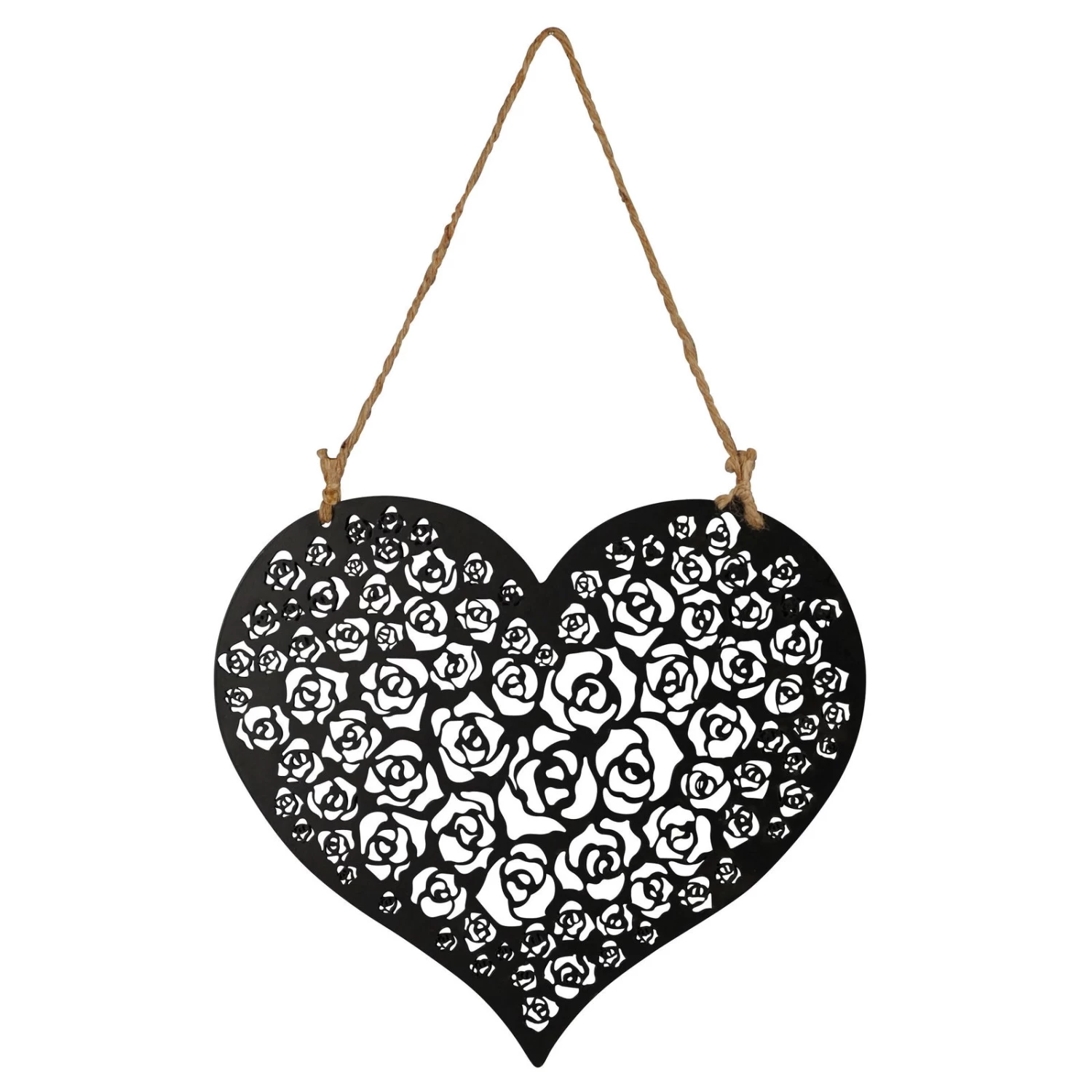 Eisen-Herz, Schwarz-matt, 30 X 27 Cm + 23,5 Cm Hänger 1 Eisen-Herz, Schwarz-matt, 30 X 27 Cm + 23,5 Cm Hänger