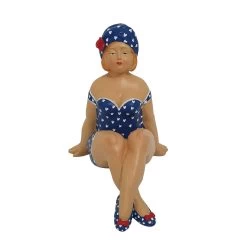 Dekofigur Badende Frau Sitzend, Blau/weiß, 18 X 14 X 19 Cm