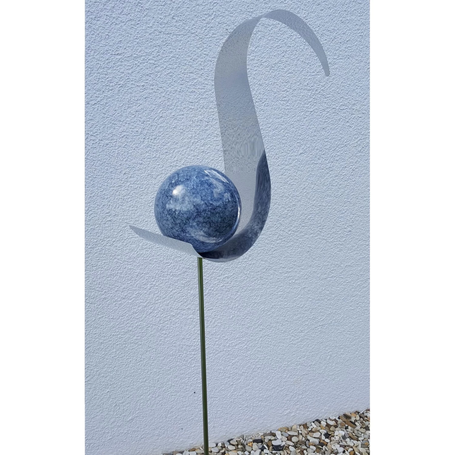 Beetstecker Flamme Als Kugel Auf Stab Aus Edelstahl, Matt Gebürstet 1 Beetstecker Flamme Als Kugel Auf Stab Aus Edelstahl, Matt Gebürstet