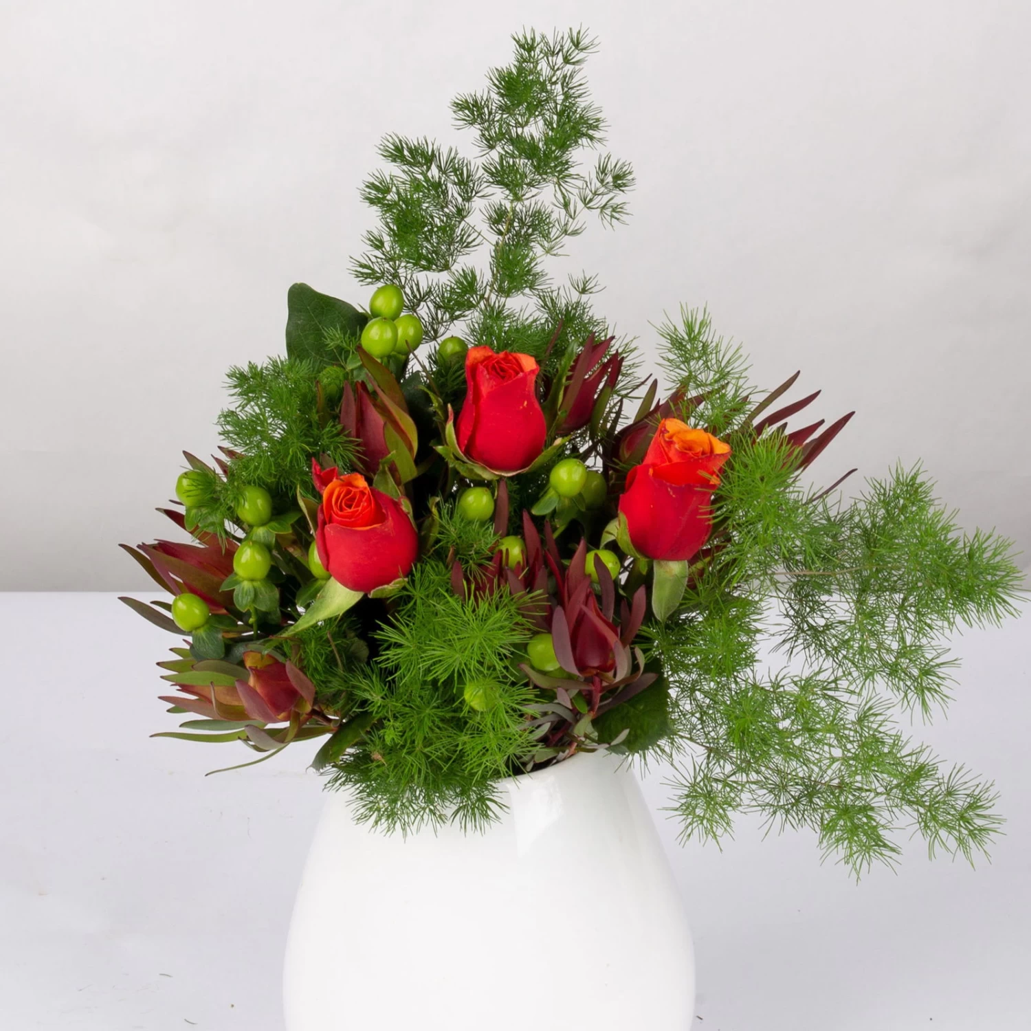 Blumenbund Rose 'Espana' Mit Zierspargel, Mit Gratis Grußkarte 1 Blumenbund Rose 'Espana' Mit Zierspargel, Mit Gratis Grußkarte