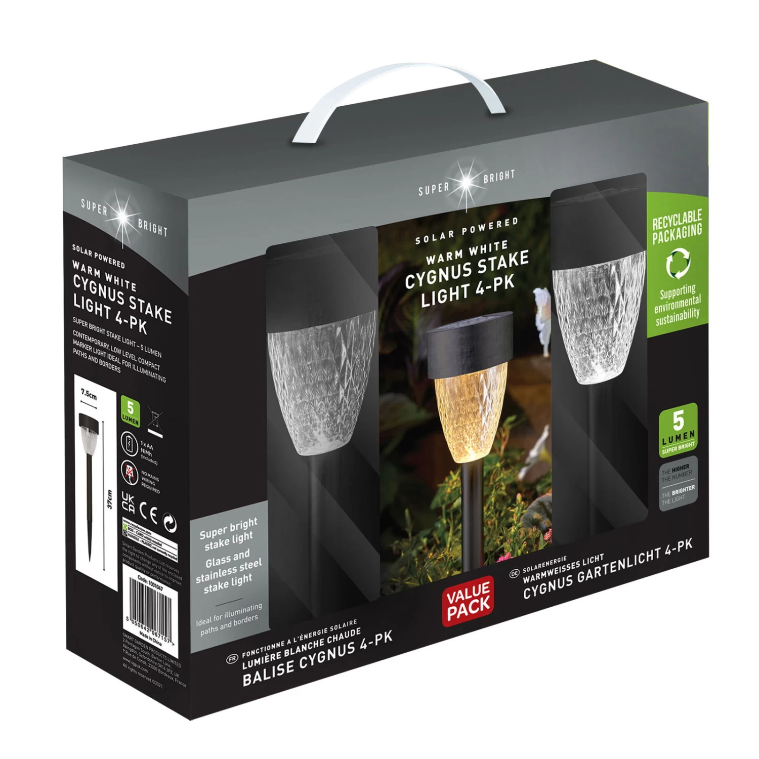 Gartenleuchte 'Cygnus', 4er-Set, Grau, Edelstahl 4 Gartenleuchte 'Cygnus', 4er-Set, Grau, Edelstahl – Bild 4