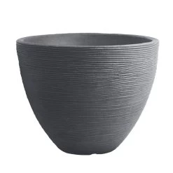 Pflanzgefäß "Lara" Grau, Rillenoptik, Ø 40 Cm, Höhe 31 Cm, Füllvol. 26 L