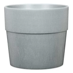 Pflanzgefäß 'Groove' Mit Reservoir, Rund, Beton, Hellgrau, Kunststoff