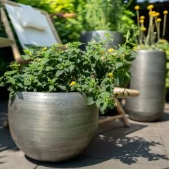 Pflanzgefäß 'Rowen', Silber, Ø 33 X H 25 Cm