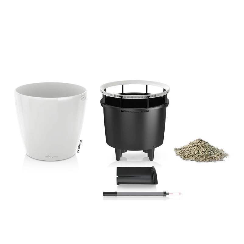 LECHUZA Classico Premium 35 LS, Weiß Hochglanz, All-in-One-Set, Ø 35 Cm, H:33 Cm 2 LECHUZA Classico Premium 35 LS, Weiß Hochglanz, All-in-One-Set, Ø 35 Cm, H:33 Cm – Bild 2