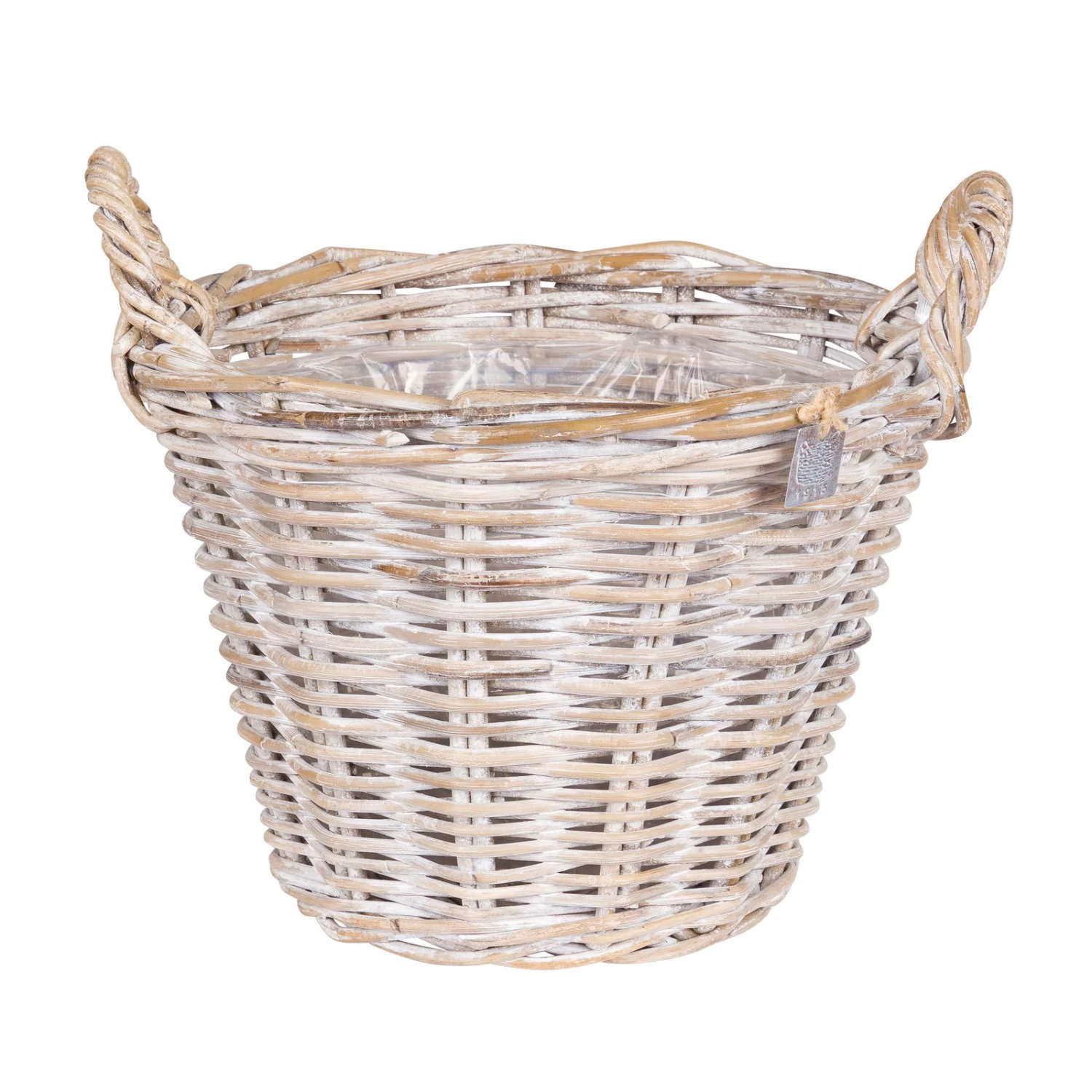 Pflanzkorb Aus Rattan Mit Folieneinsatz, Weiß, Ø 35 H: 25 Cm 1 Pflanzkorb Aus Rattan Mit Folieneinsatz, Weiß, Ø 35 H: 25 Cm