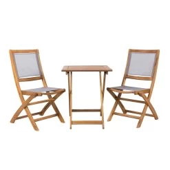 Balkonset „Balkonien“ Aus Akazienholz, 3-teilig, Silbergrau