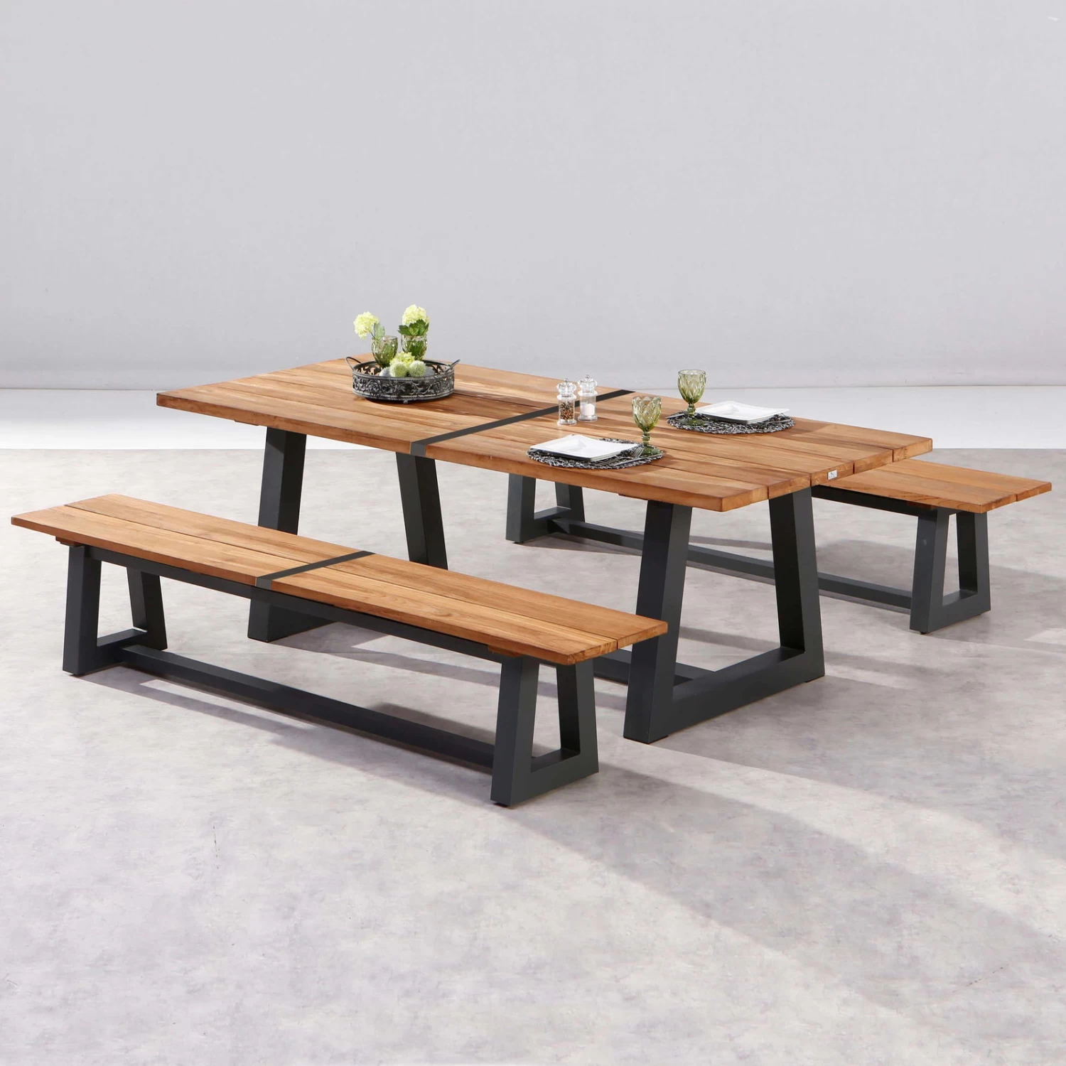 Best Alu-Bank Campione, Teakholz, Anthrazit, 45 X 220 X 40 Cm 4 Best Alu-Bank Campione, Teakholz, Anthrazit, 45 X 220 X 40 Cm – Bild 4