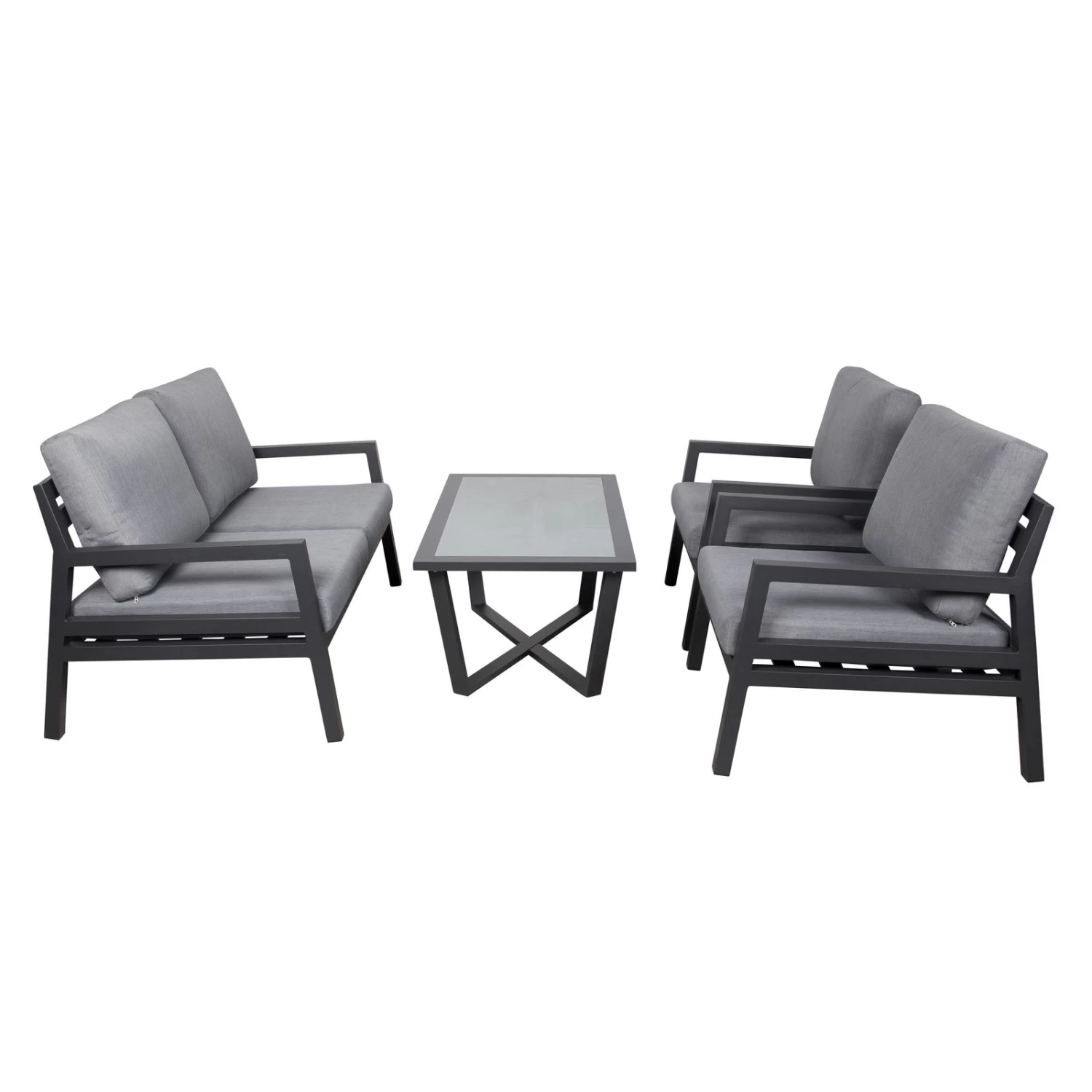 4-teilige Lounge-Gruppe 'Piazza', Tisch Mit Glasplatte, Inklusive Auflagen 2 4-teilige Lounge-Gruppe 'Piazza', Tisch Mit Glasplatte, Inklusive Auflagen – Bild 2