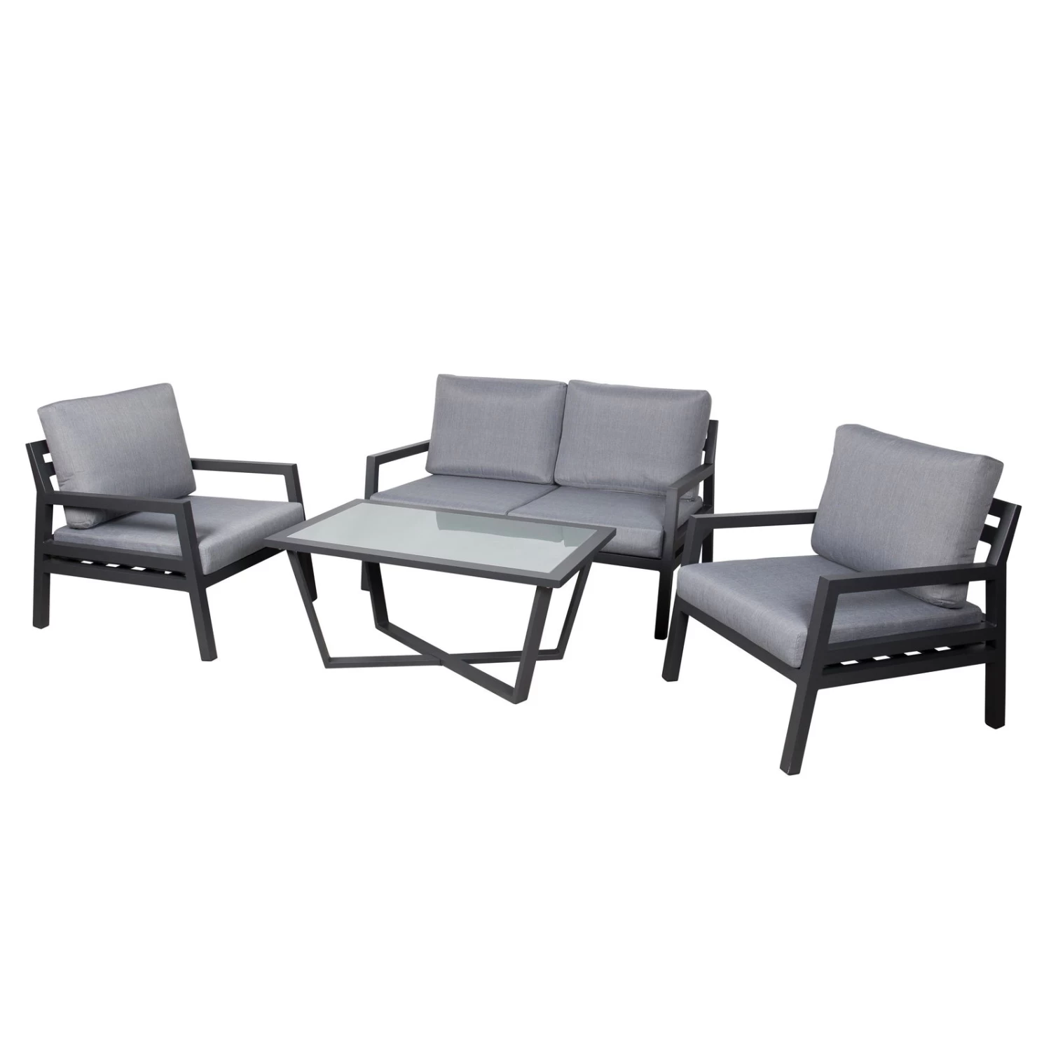 4-teilige Lounge-Gruppe 'Piazza', Tisch Mit Glasplatte, Inklusive Auflagen 1 4-teilige Lounge-Gruppe 'Piazza', Tisch Mit Glasplatte, Inklusive Auflagen