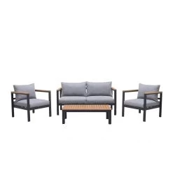 Loungeset 'Kingsbury' Inkl. Auflagen, 5tlg., Dunkelgrau