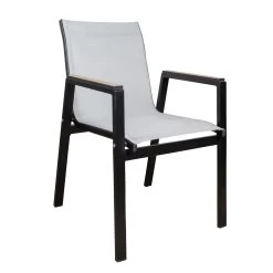 Stapelsessel, Schwarz, Grau, Ca. 86 X 66 X 56 Cm -Gartenbedarf Verkäufe 3910302657 Alu Sessel schwarz Textilen grau 12 102332