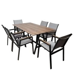 Stapelsessel, Schwarz, Grau, Ca. 86 X 66 X 56 Cm -Gartenbedarf Verkäufe 3910302657 Alu Sessel schwarz Textilen grau 13 102333