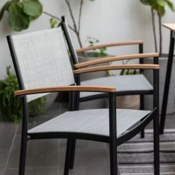 Stapelsessel 'Vera', Mattschwarz/birkengrau, Ca. 83 X 55 X 55 Cm -Gartenbedarf Verkäufe 3910302710 Alu Stapelsessel Vera matt schwarz Textilen birkengrau 21 3 119302