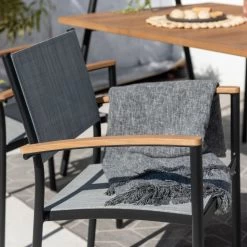 Stapelsessel 'Vera', Mattschwarz/birkengrau, Ca. 83 X 55 X 55 Cm -Gartenbedarf Verkäufe 3910302710 Alu Stapelsessel Vera matt schwarz Textilen birkengrau 21 5 119306