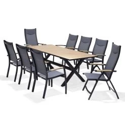 Stapelsessel 'Panama', Schwarz/grau, Ca. 100 X 65 X 62 Cm -Gartenbedarf Verkäufe 3910302712 Alu Stapelstuhl Panama schwarz Textilen 3D mesh grau 1 119336