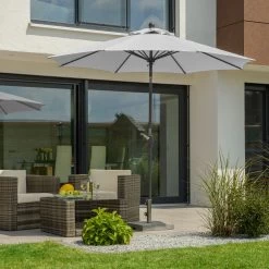 Mittelstockschirm 'Harlem', Ø Ca. 270 Cm -Gartenbedarf Verkäufe 3910503145 Sonnenschirm Harlem silbergrau 3 90453