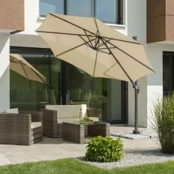 Sonnenschirm 'Rhodos Junior', Ø 300 Cm, Natur