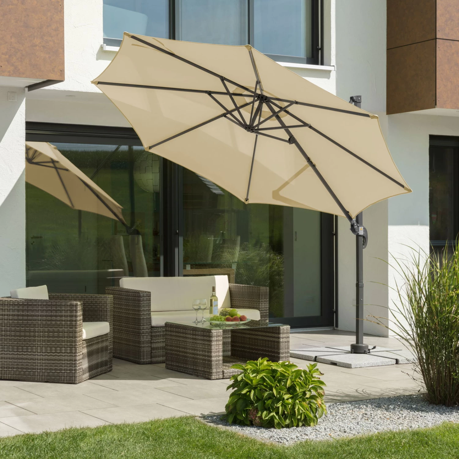 Sonnenschirm 'Rhodos Junior', Ø 300 Cm, Natur 1 Sonnenschirm 'Rhodos Junior', Ø 300 Cm, Natur