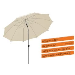 Sonnenschirm 'Locarno', Ø 220 Cm, Natur -Gartenbedarf Verkäufe 3910503328 Sonnenschirm Locarno ca D 220cm natur 6 119155