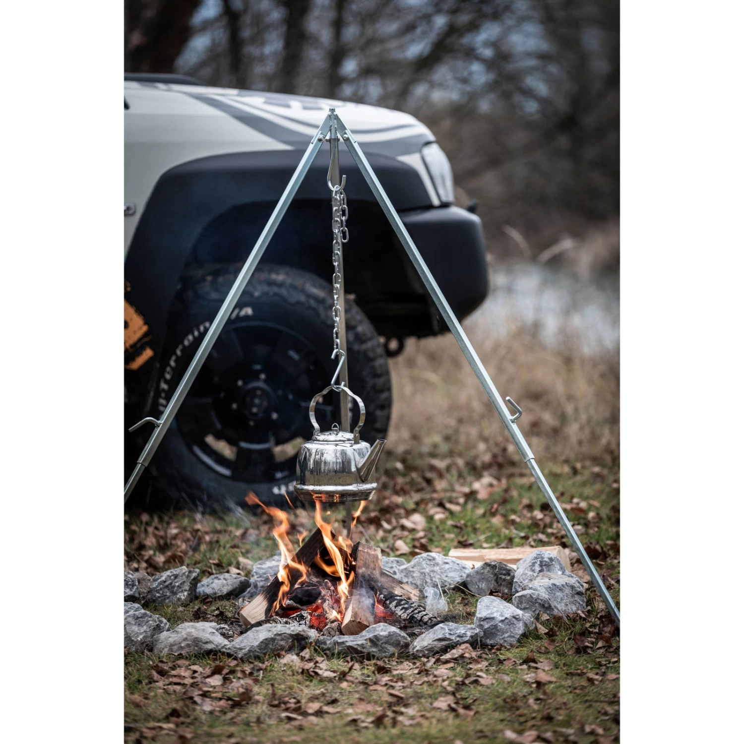 Petromax-Dreibein Mit Ketten & Haken, Grau, Metall, Höhe Ca. 88-144 Cm 2 Petromax-Dreibein Mit Ketten & Haken, Grau, Metall, Höhe Ca. 88-144 Cm – Bild 2