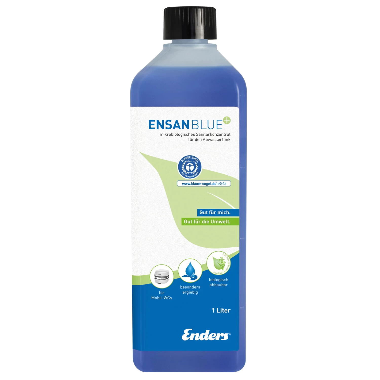 Sanitärflüssigkeit 'Blauer Engel', Ensan Rinse+, Blau, 1 Liter 1 Sanitärflüssigkeit 'Blauer Engel', Ensan Rinse+, Blau, 1 Liter