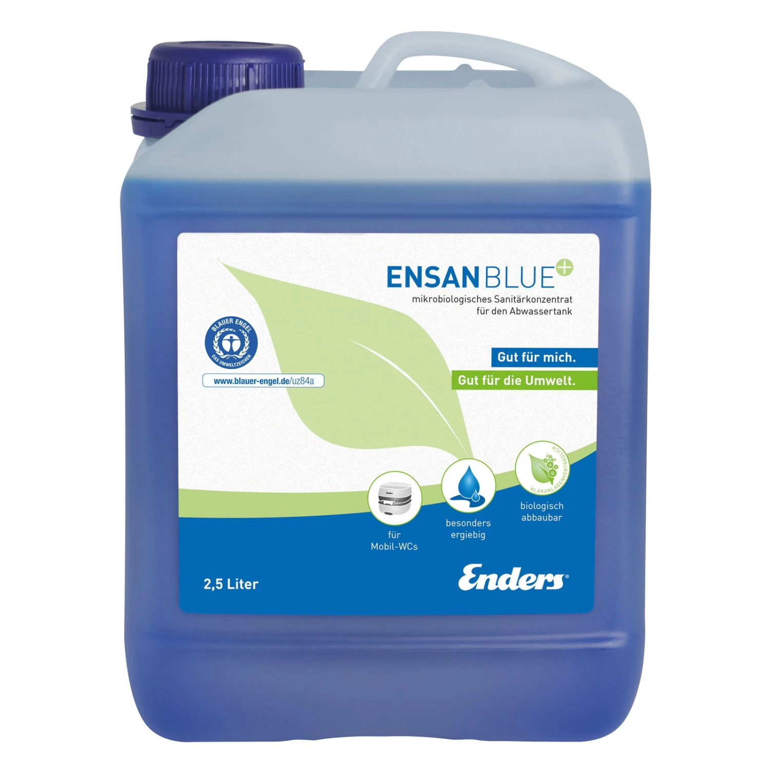 Sanitärflüssigkeit 'Blauer Engel', Ensan Rinse+, Blau, 2,5 Liter 1 Sanitärflüssigkeit 'Blauer Engel', Ensan Rinse+, Blau, 2,5 Liter