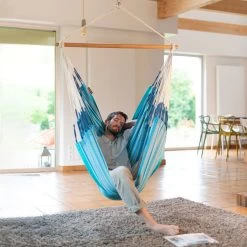 LA SIESTA Hängesessel 'Habana Azure', Blau -Gartenbedarf Verkäufe 3940200314 Comfort Haengesessel Habana Azure Bio Baumwolle 2 86065