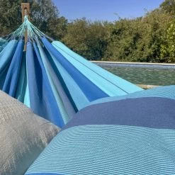 LA SIESTA Hängematte 'Modesta', Lagoon 8 LA SIESTA Hängematte 'Modesta', Lagoon -Gartenbedarf Verkäufe 3940200333 Doppel Haengematte Modesta Lagoon Bio Baumwolle 4 106100