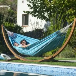 LA SIESTA Hängematte 'Modesta', Azure, Doppel - L 350 X B 160 Cm 7 LA SIESTA Hängematte 'Modesta', Azure, Doppel - L 350 X B 160 Cm -Gartenbedarf Verkäufe 3940200337 Doppel Haengematte Modesta Azure Bio Baumwolle 3 106111