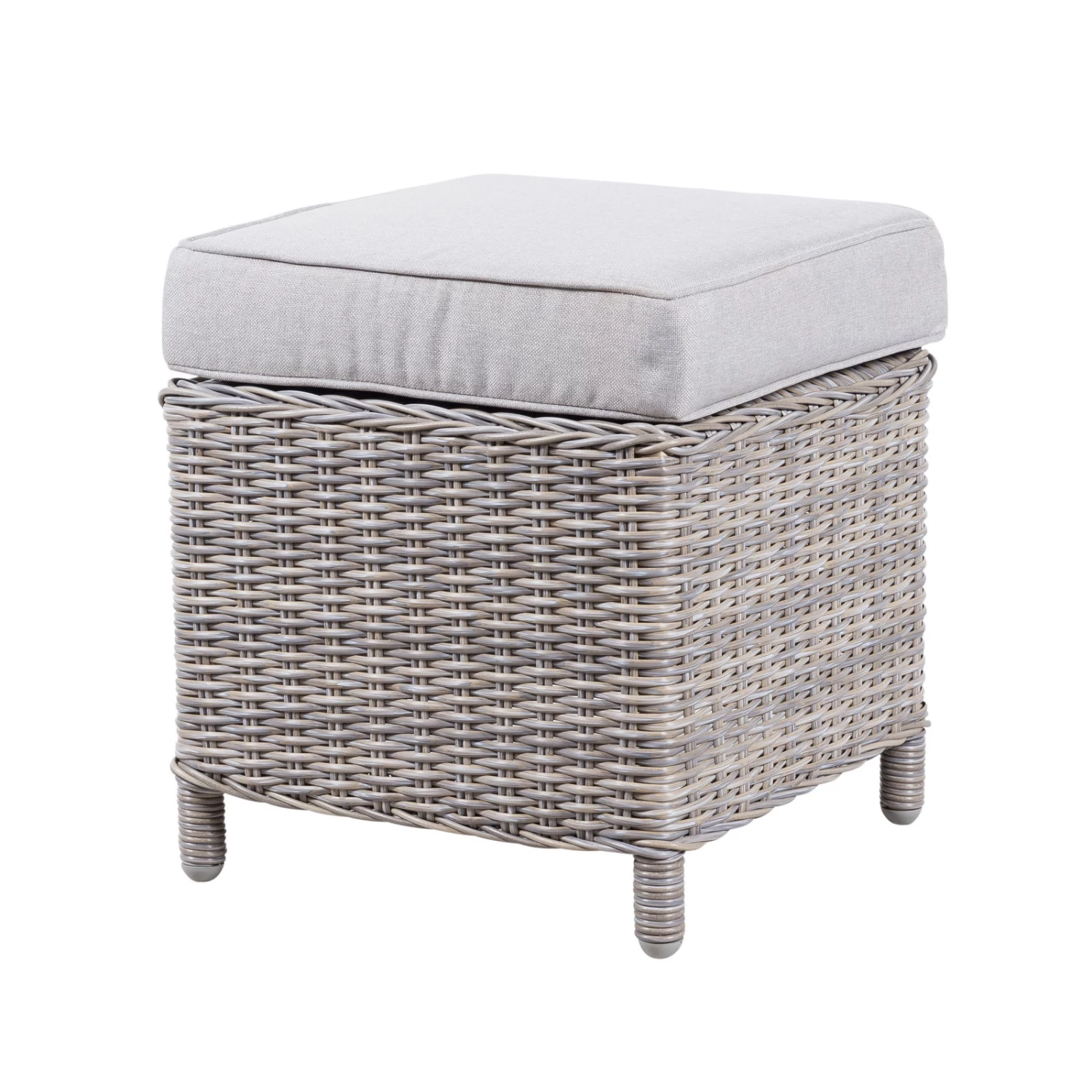 Hocker "Heidelberg", Ca. 40 X 40 X H 45 Cm, Stone Grey, Rattanbaun 1 Hocker "Heidelberg", Ca. 40 X 40 X H 45 Cm, Stone Grey, Rattanbaun