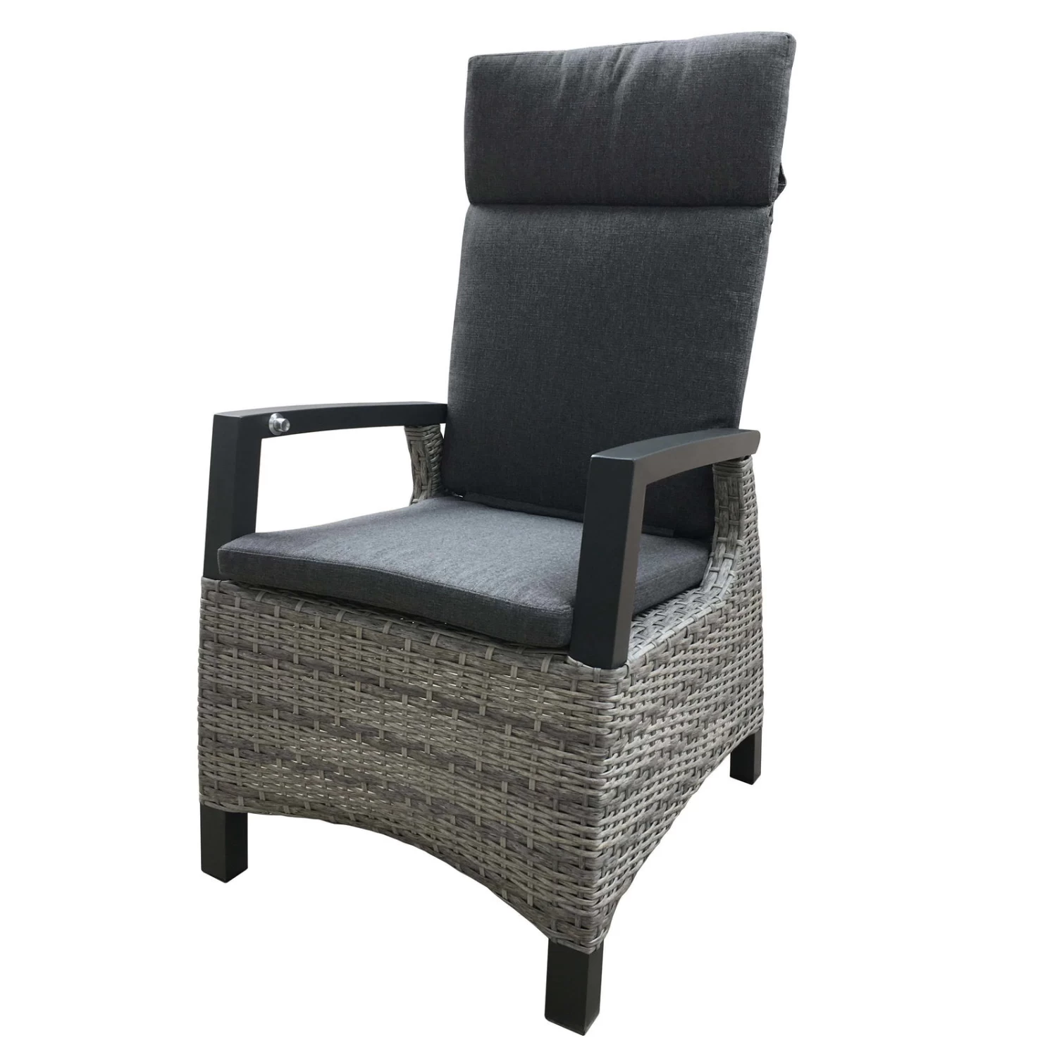 Geflechtsessel Bremen, Hellgrau/braun, Verstellbare Rückenlehne 1 Geflechtsessel Bremen, Hellgrau/braun, Verstellbare Rückenlehne