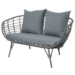 Loungegruppe 'Evora', 4-teilig, Grau 9 Loungegruppe 'Evora', 4-teilig, Grau -Gartenbedarf Verkäufe 3950101015 Alu Geflechtgruppe Evora 4tlg grau inkl Kissen 3 99291